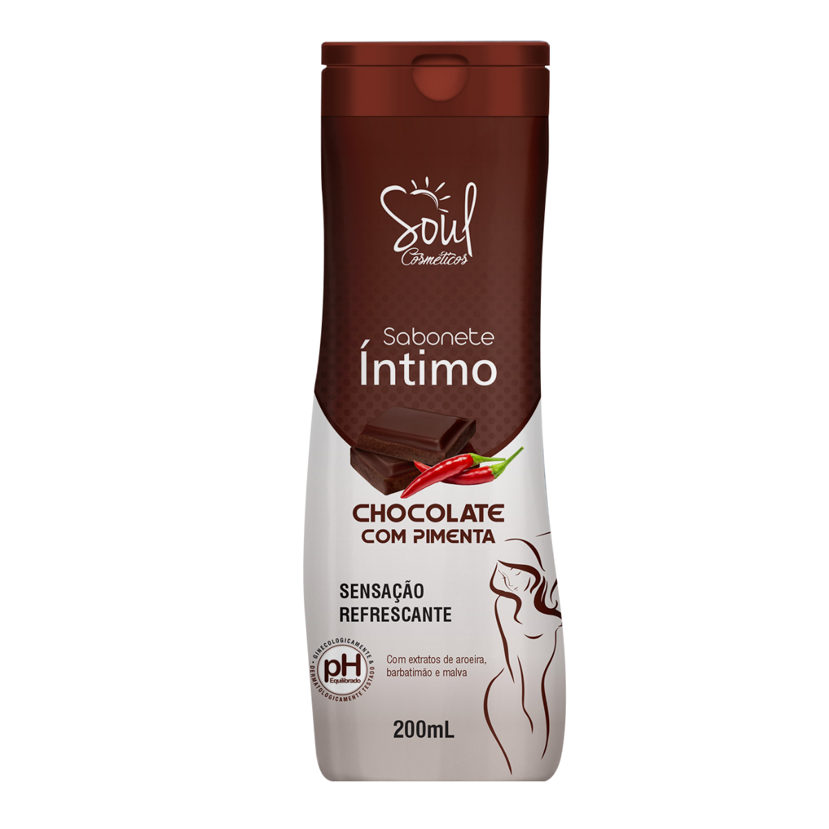 SABONETE FEMININO CHOCOLATE COM PIMENTA 200ML SOUL