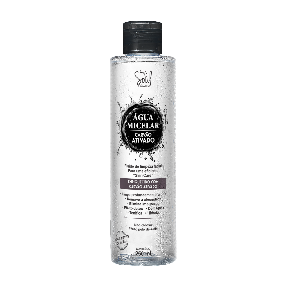 AGUA MICELAR CARVAO ATIVADO 250ML SOUL