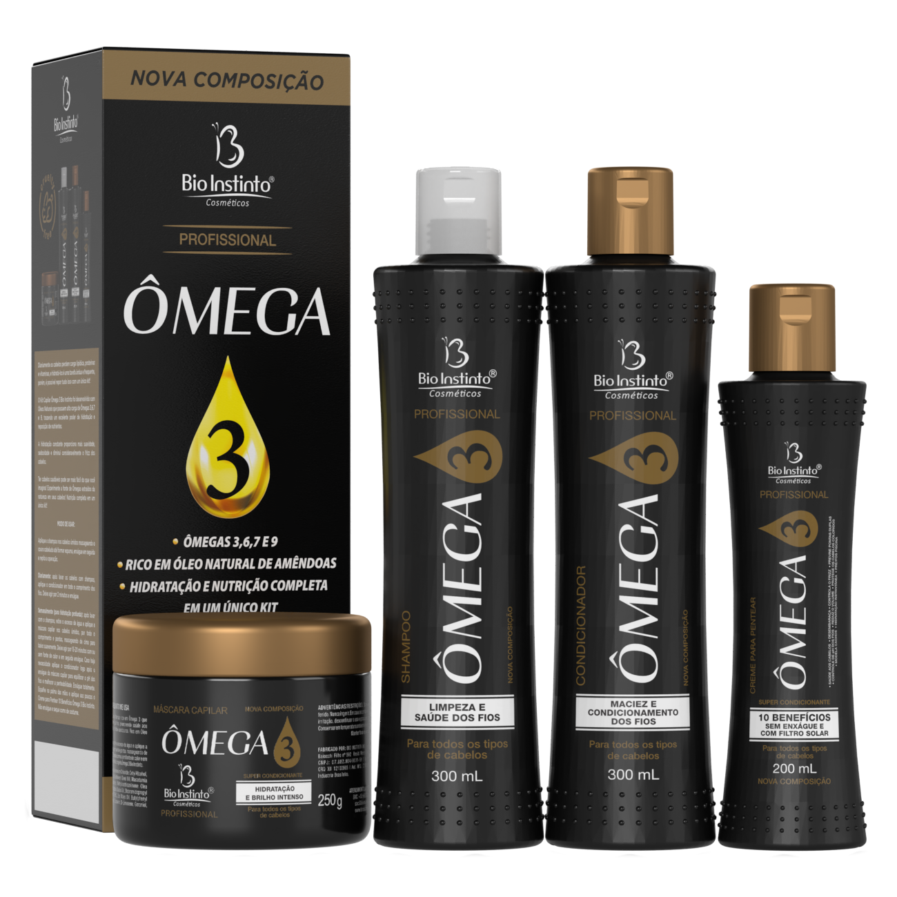 KIT CAPILAR OMEGA 3 4 ITENS BIO INSTINTO